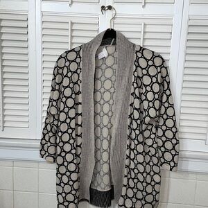 Chicos (size 1 there version) circle cream black avant-garde sweater cardigan